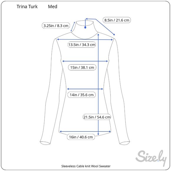 Trina Turk Los Angeles Sleeveless Turtleneck Cable Knit Wool Sweater Medium - Picture 7 of 7